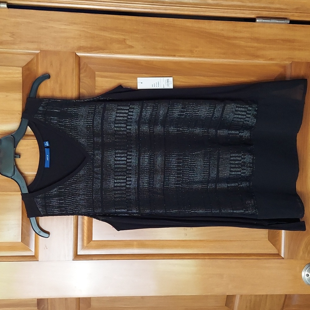 🆕 Apt. 9 V-Neck Black Sparkly Sequins Sleeveless Dressy Blouse, Size Small, NEW